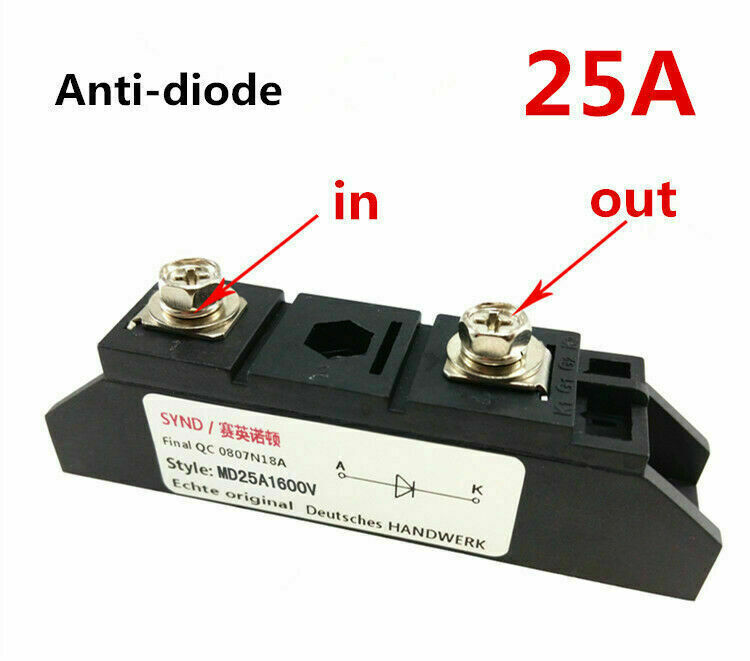 1x MD25A1600V anti-diode 25A 1600V anti-back charge diode