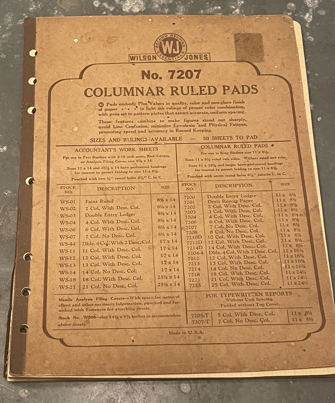 Vintage Accounting Columnar Pad - Wilson Jones Empty Pages