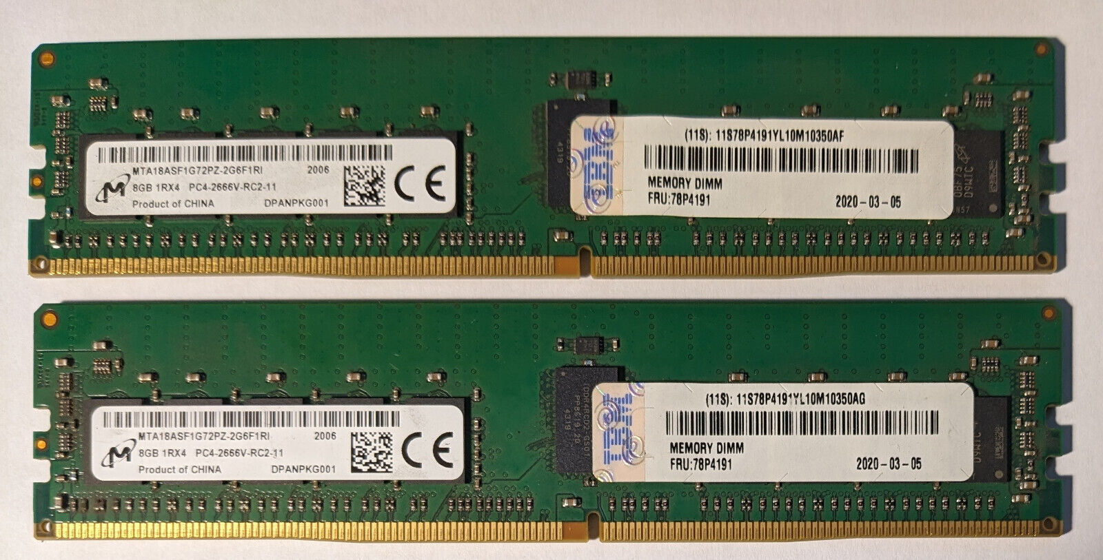 MICRON 16GB (2x8GB) 1RX4 PC4-2666V-RC2-11 Server Memory