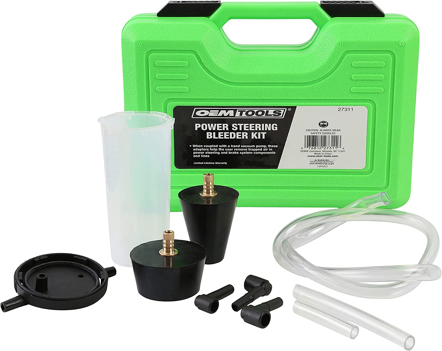 27311 Power Steering and Brake Bleed Adapter Kit, Works W/Hand Vacuum Bleeder