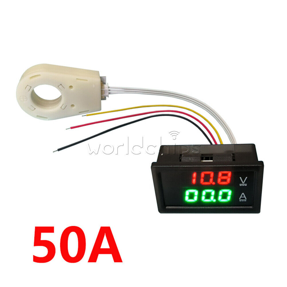 Hall Voltmeter Ammeter Dual Digital Display DC 0-300V ± 50A/100A/200A/400A