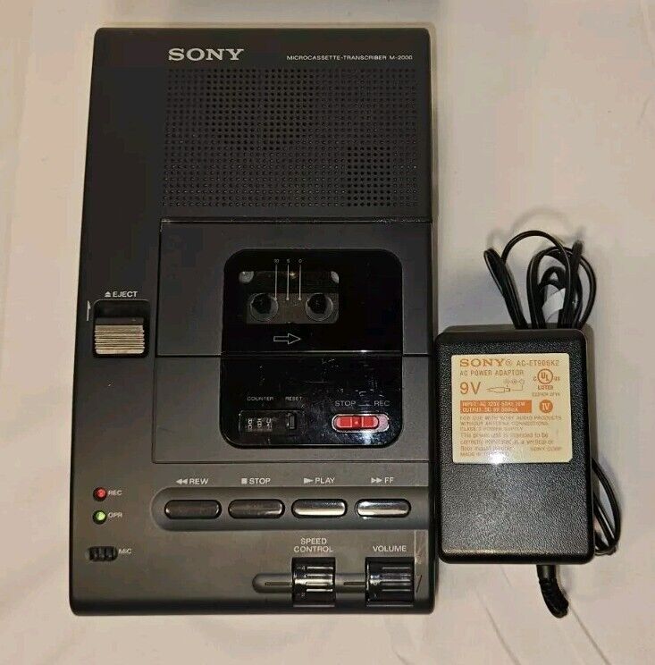 VINTAGE SONY M-2000 Desktop Microcassette TRANSCRIBER WITH POWER ADAPTER TESTED 