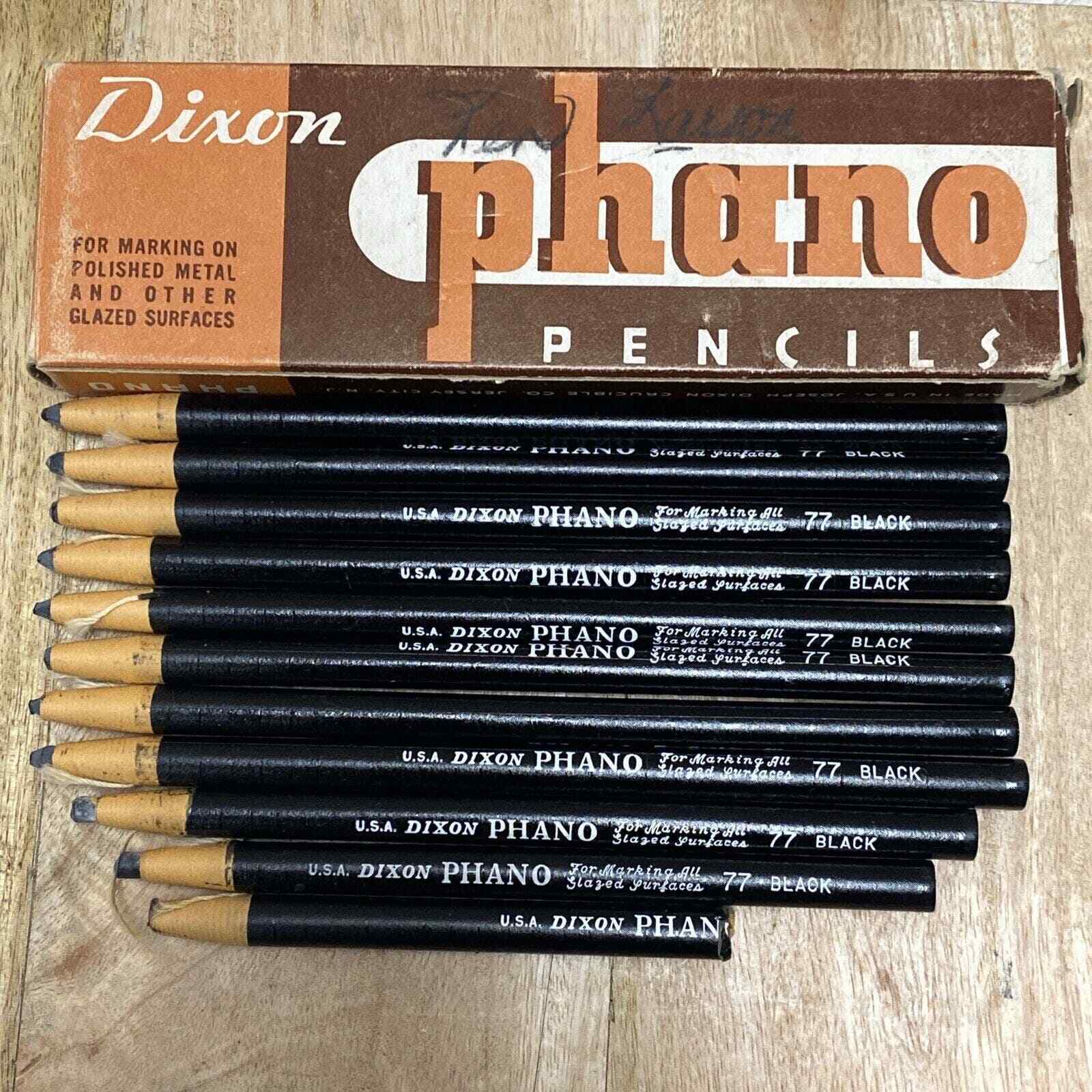 Vintage Dixon Industrial Phano Pencils 77 Black Glazed And Polished Surface Mark