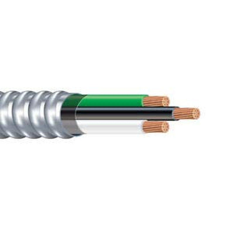 8/2 Metal Clad (MC) Cable with Ground, Aluminum Armored, Stranded Copper Conduct