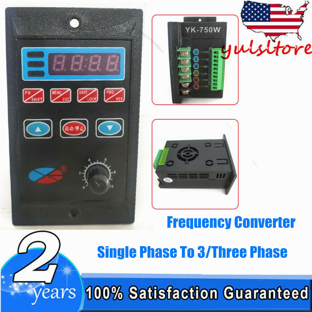 750W Single Phase to Three Phase Variable Frequency Drive Inverter Converter 1HP