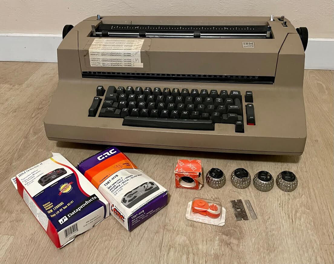 Vintage IBM Correcting Selectric II 2 Typewriter Font Balls, manual, tape BUNDLE