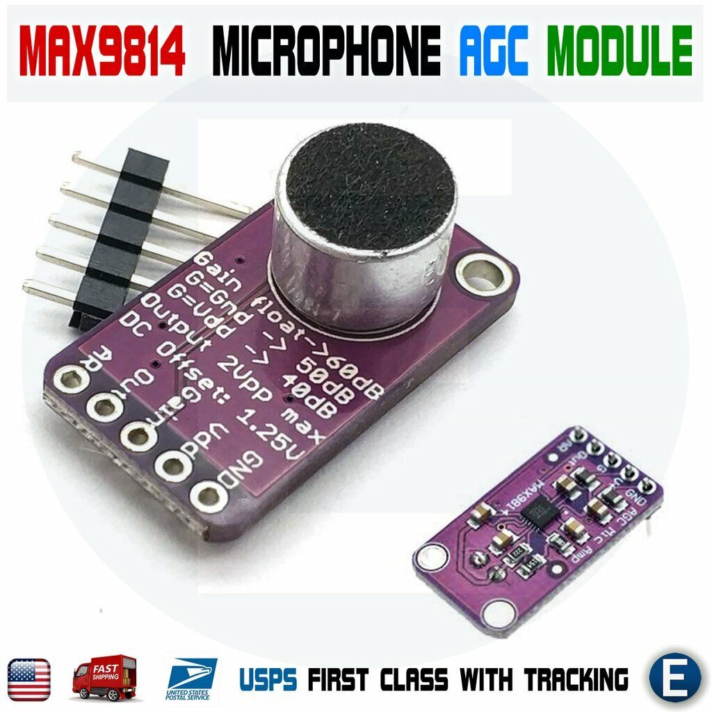 MAX9814 Electret Microphone Amplifier Module Auto Gain Control AGC for Arduino