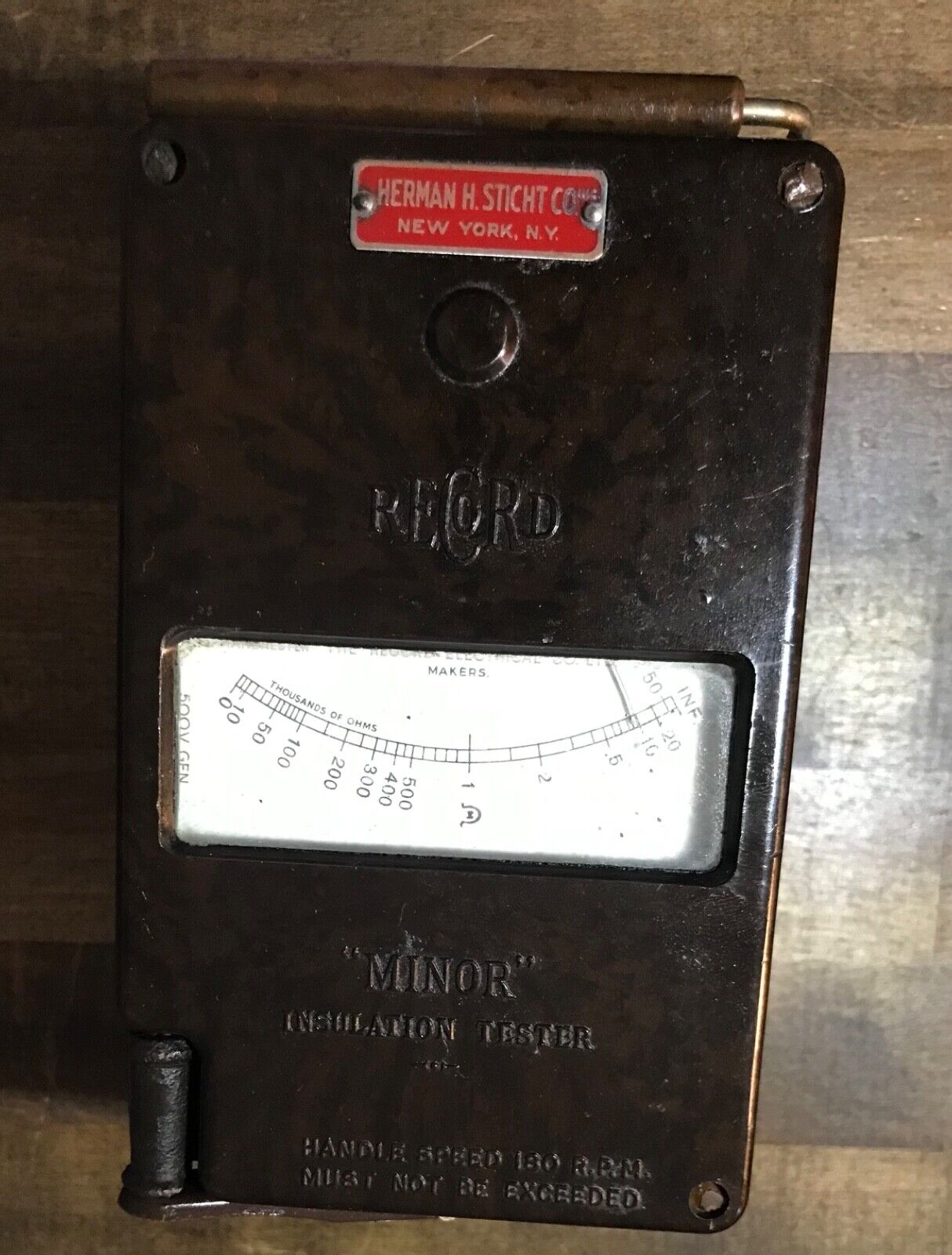 Vintage Herman Sticht Record Minor Insulation Tester Bakelite