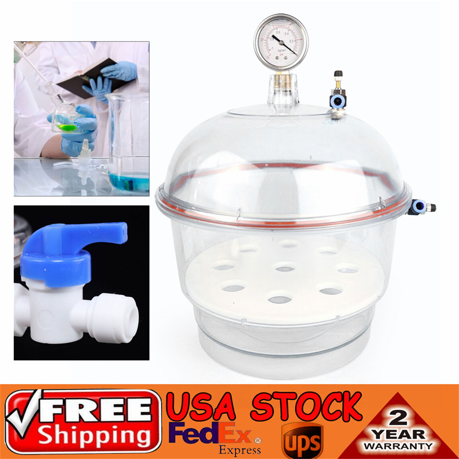 Vacuum Desiccator Jar Polycarbonate Plastic Vacuum Dryer Laboratory Dessicator
