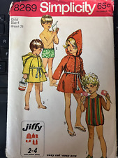 Vintage Simplicity Pattern #8269 Child Swimsuit Robe Size 4 CUT 1969 picture