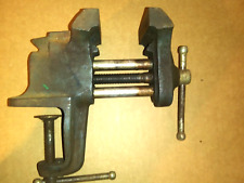 Vintage  Clamp-on Bench Vise 3.5 Jaw-Cast Iron- Carpentry- picture