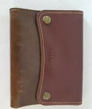 Vintage Perry Ellis America Leather Tri Fold Planner Binder Classic 6 Ring Brown picture