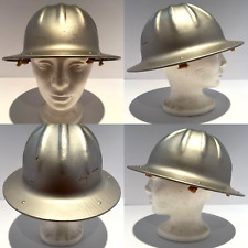 Vintage B.F. McDonald Co Los Angeles Full Brim Aluminum Hard Hat W/Partial Liner picture