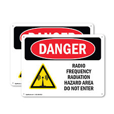 (2 Pack) Radio Frequency Radiation Hazard Area OSHA Danger Sign Decal Metal picture