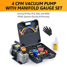 Vacuum Pump Kit for Automotive AC Refrigerant Recharging Evacuation 1/3 HP 4cfm picture