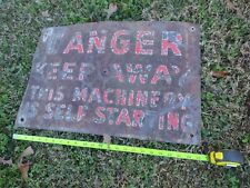 Vintage Metal Machinery Danger Sign antique rustic heavy steel equipment oil gas picture