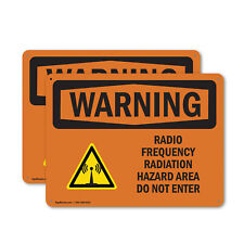 (2 Pack) Radio Frequency Radiation Hazard Area OSHA Warning Sign Decal Metal picture