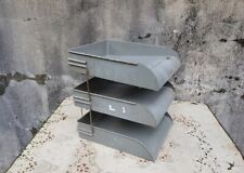 Vintage Gray Metal Three Tier Letter Tray picture