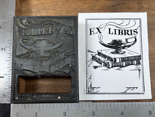 Vintage Ex Libris Books Aladdin Lamp Letterpress Printer Block Stamp picture