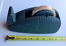 Vintage Retro Whale Tail Industrial Cast Iron Tape Dispenser Metal Wheel Green picture