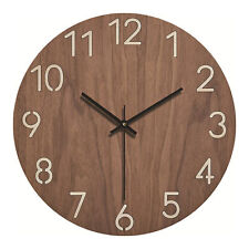 Silent Wooden Wall Clock Wood Vintage Rustic Grain for Home Decoration Office picture