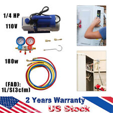 Vacuum Pump&Manifold Gauge Kit HVAC A/C Refrigeration Kit 1/4 HP Fit  R410a picture