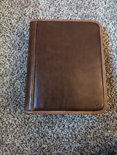 Franklin Covey Brown Distressed Full Zip VTG Planner 7 Ring Organizer  picture