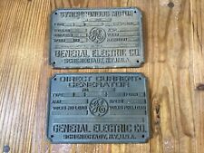 Vintage matched pair General Electric motor  / Generator nameplates 8” x 5.5” picture