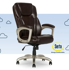 Serta Heavy-Duty Leather Commercial Office Chair Memory Foam 350 lb Brown NEW picture