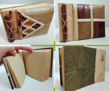 Set of 2 vintage handmade paper leaf small planner agenda eco handcraft gift picture