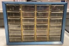 Vintage 24 Drawer Akro-Mils Blue Metal Cabinet Small Parts Storage Organizer Bin picture