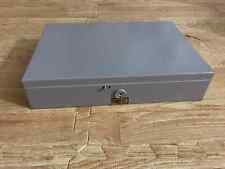 Flash Filing Vintage Metal Change Cash Lockbox Box with Coin Tray Grey NO KEY picture
