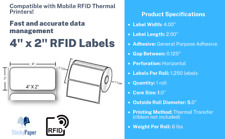 4.0 x 2.0 Thermal Transfer RFID Labels (1 roll of 1,250 labels) EOS 430 M730 EPC picture
