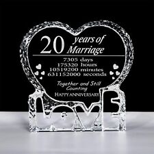 KWOOD Customized Engraved Heart-Shaped Crystal, 20 Year 20th Anniversary  picture