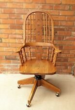 Vintage Oak, Rolling, Swivel, Windsor-Style Office Arm Chair picture