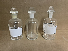 Vintage Pyrex Glass Bottles Apothecary Jars Glass Stoppers lot of 3 picture