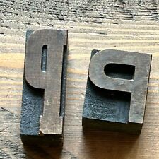 Vintage Wood Type Letterpress Printing Blocks Lot of 2 Letter P Two Styles picture
