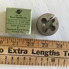 Vintage Threadwell NOS 9/16-12 NC Round Adjustable Die 1-1/2” O.D. USA 🇺🇸 picture