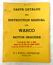 Vintage Parts Catalog & Instruction Manual for Warco Model 4D-100 Motor Graders picture