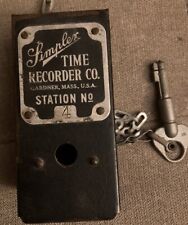 VINTAGE SIMPLEX TIME RECORDER CO. STATION LOCK BOX WITH WATCHMANS KEY picture