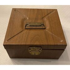 Ballonoff USA Wood Grain Tin Porta Check File Box 9” X 7” vintage 1960s picture