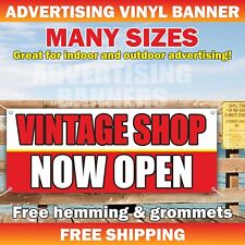 VINTAGE SHOP NOW OPEN Advertising Banner Vinyl Sign ANTIQUE SHOP Collectible picture