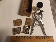 Vintage Stone Livestock Ear Tattoo Outfit Pliers & Numbers Original Box Animal picture