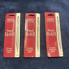 Lot Of 3 Cross 0.9mm 36 Leads 9 Erasers Pencil Refill 8401 New Old Stock Vintage picture