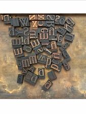 #2 Miscellaneous Vintage Antique Alphabet Wooden Letters Font Wood Blocks Type  picture