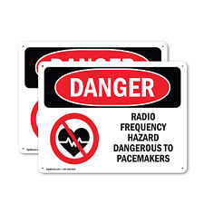 (2 Pack) Radio Frequency Hazard Dangerous Pacemaker OSHA Danger Sign Decal Metal picture