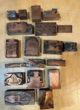 19 PRINTING PLATES - ASSORTED SIZES & SUBJECTS - VINTAGE picture