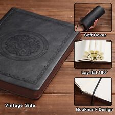 Leather Vintage Journal for Men Soft Cover 300 Lined Pages Notebook picture