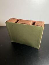 Vintage accordion folder; olive green cardboard, used picture