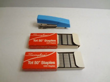 Vintage SWINGLINE Pastel Blue Tot 50 Mini Blue Stapler with two Boxes of Staples picture